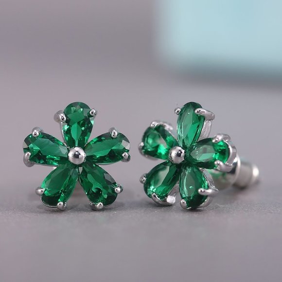 🍁 Beautiful Tiny Plum Blossom Zircon Dainty Stud Earrings for Women, UNVN12460 - Picture 2 of 4